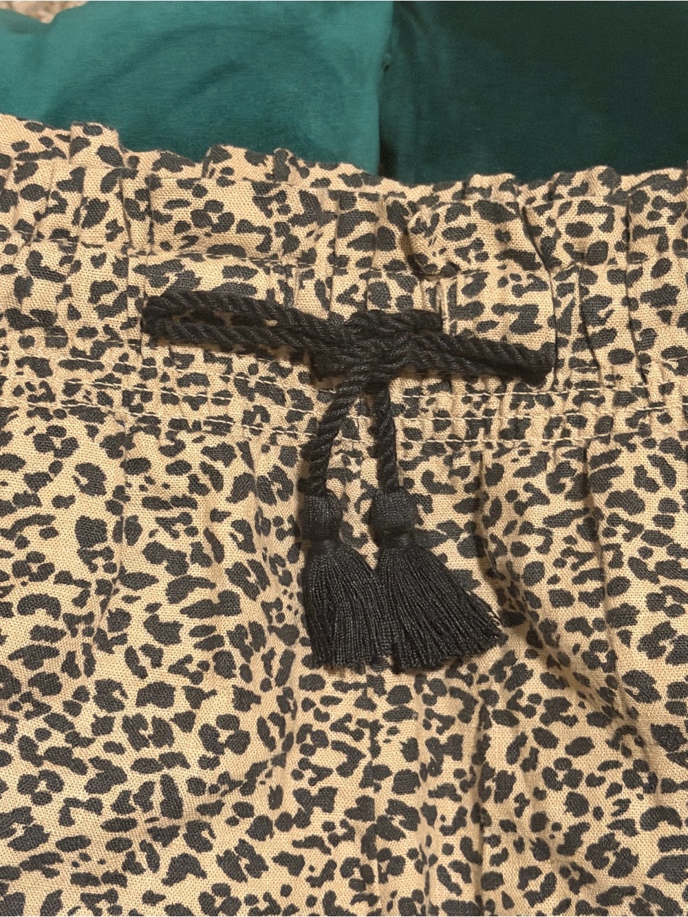 Abercrombie & Fitch Beige and Black Leopard Print Drawstring Shorts - Picture 3 of 6